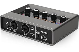 XTUGA Q16 Interface audio professionnelle Carte son USB pour l'enregistrement avec résolution audio de 16 bits/48 kHz Prise moniteur intégrée, effets DSP, enregistrement en studio…