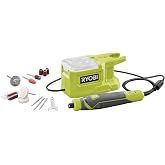 RYOBI 18 V ONE+ ak&uuml;l&uuml; rotasyon aleti RRT18-0, 3,2 mm germe &ccedil;apı, 91,5 cm kablo, 15 aksesuar, GripZone sap, ak&uuml; ve şarj cihazı