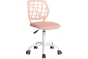 FurnitureR Sedia da scrivania colorata, design moderno regolabile, sedia per computer, sedia girevole senza braccio, cameretta dei bambini, casa ufficio task chair, rosa pesca