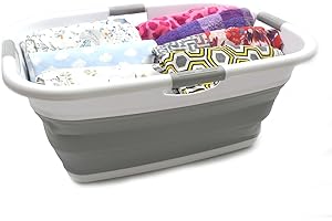 SAMMART 49 Litre Panier à linge pliable - Conteneur de rangement pliable - Bac de lavage portable - Panier compact - Baignoire pour animaux de compagnie, Taille: 64,8 x 48 x 26cm