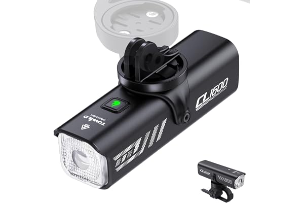TOWILD CL1600 Lumiere Velo, 1600 Lumens Eclairage Vélo5000 mAh Lumière Vélo Avant Rechargeable USB-C Lumière Vélo Avant, Lampe Velo LED Étanche 5 Modes Phare Velo pour VTT