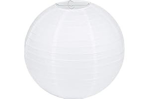QIXINHANG Lampenschirm Rund Weiß Papier Laterne Classic Bamboo Style Gerippter Lampenschirm Deko für Party Garten Hochzeit Dekoration (30 cm, 12")