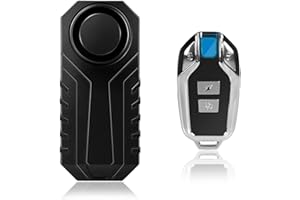 HONETEEK Fahrrad Anti-Diebstahl-Alarm mit Fernbedienung, wasserdichte Vibration ausgelöst batteriebetriebene Laute 113dB drahtlose Sirene für Motorrad E-Bike Roller Anhänger Ausrüstung Zaun Tür Fenster