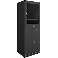 STIER Computerschrank mit Schublade und Türen 1750x650x350mm schwarz