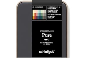 ‎SCHLAFGUT Schlafgut Pure Spannbettlaken 180x200cm bis 200x220cm - 95% Biobaumwolle, 5% Elasthan, Oeko-TEX Zertifiziert, Grey Deep, Matratzenhöhe bis 35cm
