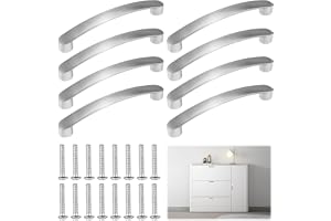 8 stycken skåpdörrhandtag, möbelhandtag 128 mm hålavstånd | skåphandtag silver med 16 skruvar, aluminiumskåphandtag, köksskåp