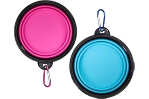 Aruicheng Collapsible Dog Bowl - 2 Pack Portable Dog & Cat Food & Water Bowls with Carabiner - 350ml