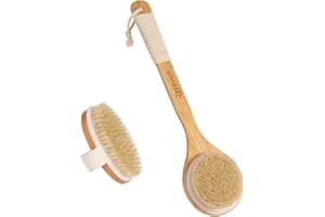 JAYZUUM Set di 2 Spazzola Bagno Schiena, spazzola asciutta spazzola per il corpo Spazzola per sauna per esfoliazione e massaggio