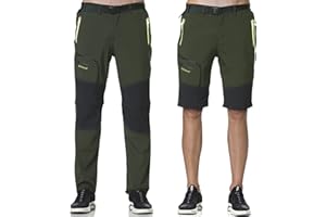 SOLOYEE Pantalones Trekking Hombre Montaña Pantalones Convertible Cortos,Impermeable Secado RáPido Transpirable Anti-ArañAzos Trabajo Pantalones Senderismo