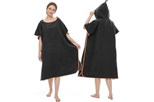 JORAKI Changing Robe, Hooded Towel Poncho Beach Bath Towel with Pocket, Microfibre Changing Towel for Surfing Swimming Wetsuit Changing, Quick Dry Towel for Women Men Adults Wild Beach Accessories