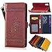 Produktbild Sony Xperia XZ Leder Hülle,Handy Hülle Tasche Sony Xperia XZ,Ledertasche für Sony Xperia XZ,Leweiany Handytasche Sony Xperia XZ Schutzhülle aus Echt-Leder Retro Blumen Prägung Hülle im Ständer Bookstyle Wallet Tasche Flip Brieftasche Etui Schale mit Kartenfach, Magnet und Praktischer Standfunktion Luxus Tasche für Sony Xperia XZ/XZs - Premium Hülle in Rotwein