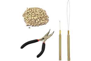 YTBYT Microring Haarverlängerung Set mit 1 Microring Hair Zangen 1 Stück Microring Nadel Einfädler 1 Ziehen Haken und 500 Stück Microringe für Haarverlängerung Zubehör (Blond)