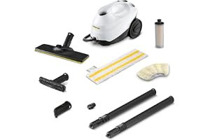 Karcher SC3 Steam Cleaner with Attachments, Multi Purpose Power Steamer – Chemical-Free, 40 Sec Heat-Up, Continuous Steam - for Grout, Tile, Hard Floors, Appliances & More - White