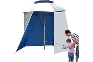 GÉNÉRIQUE Ombrello da pesca – Tenda antivento impermeabile, rifugio da spiaggia semicircolare | Grande ombrellone protettivo con tela laterale inclusa, soluzione solare per giorno pesca, bivacco o mare