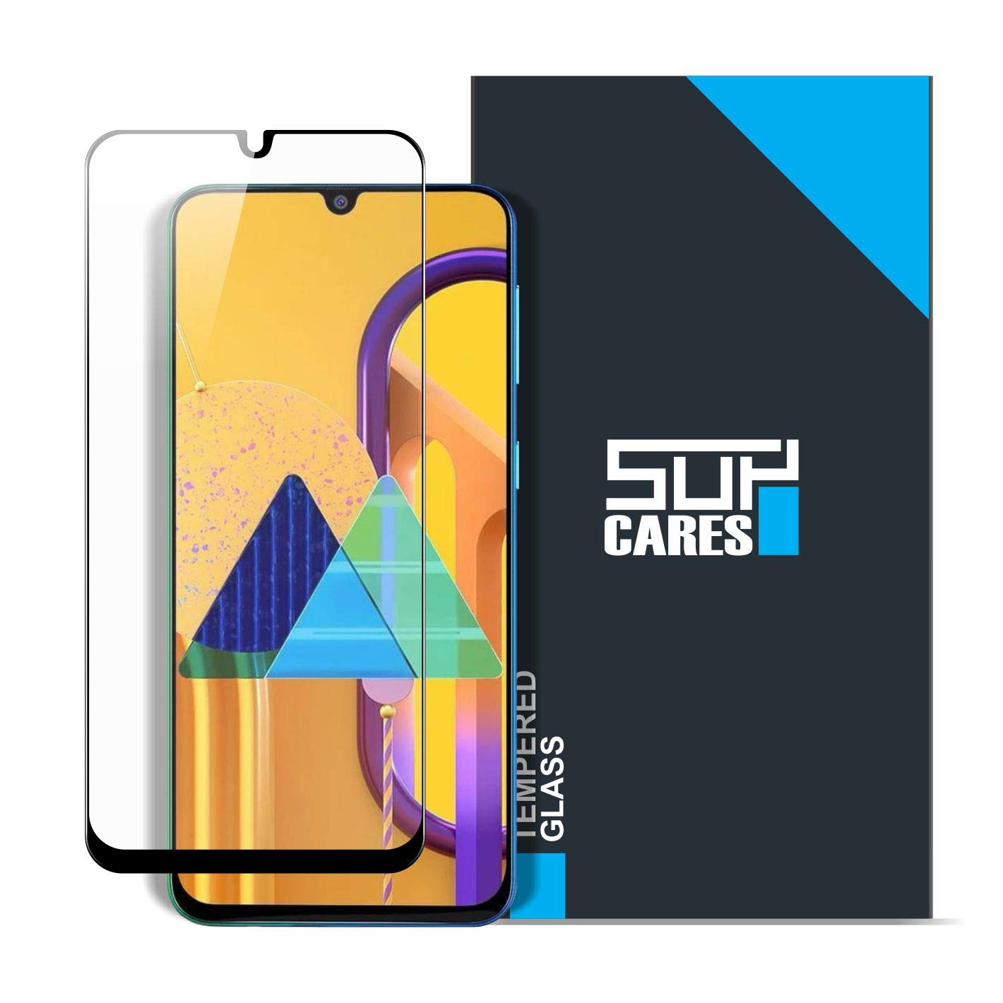 SupCares Edge To Edge Tempered Glass For Samsung Galaxy F41 / M21 / M31 / M30S / M30 / A30 / A50 / A50S With Easy Self Installation Kit | Black for Smartphone - Image 3