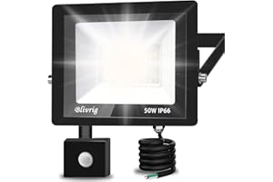 BLIVRIG Foco LED Exterior,50W Foco LED con Sensor de Movimiento,Proyector LED Exterior 5000LM 6000K Blanco Frío IP66 Impermeable Focos LED Exterior para Para Jardín, Garaje, Plaza, Patio
