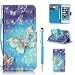 Produktbild Handytasche für iPhone SE Hülle,für iPhone 5S Hülle,für iPhone 5 Hülle, ZCRO PU Leder Schutzhülle Brieftasche Magnet Etui Flip Case 3D Bunt Muster Wallet Handyhülle mit Kartenfach Trageschlaufe und Stift für iPhone SE 5S 5 (Gold Schmetterling)