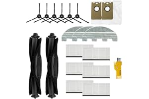 aotengou Kit de accesorios de repuesto para aspiradora robot Proscenic M8 PRO 19 paquetes 2 cepillos principales y 6 filtros y 6 cepillos laterales y 3 trapeadores y 2 bolsas para el polvo
