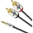 AUDIOWAVE RCA Audio Cable, RCA Male to AUX Audio Cable 3.5 mm 1/8 to RCA 2-Male Headphone Jack Adapter Splitter RCA Auxiliary Y Cord for Phone Speaker MP3 Tablet, 2 Meter