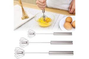 COMEDYKING Fouet, Batteur Manuel Semi-Automatique, Batteur à œufs Manuel en Acier Inoxydable, Batteur Rotatif Multifonctionnel Fouet Magiqu pour Fouetter, Battre et Mélanger (3PC)
