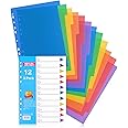 File Dividers A4, 12 Part Folder Dividers, 3 Pack Pre-Punched Leverl Arch Folder in Assorted Colours, Plastic Binder Dividers (Color tabs)