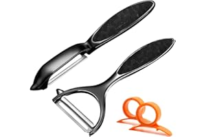 ZTARRAUM Schäler, Gemüseschäler, Edelstahl Double Edge Pendelblatt, rostfrei, spülmaschinenfest, 2-Stücke für Küche, Obst, Karotten, Aubergine, Birne, Schokolade mit ergonomischem rutschfestem Griff