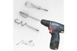 MELOSTU 3Pcs Handmixer Zubehörset für Elektrische Bohrmaschine, Edelstahl Küche Mixer Handheld 7.5inch Spülmaschinenfest (1 Rührbesen, 1 Knethaken, 1 Ballon Schneebesen)