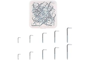UFURMATE Lot de 120 crochets à visser - 5 tailles - Crochets en forme de L - Crochets à vis autotaraudeuses pour commode - Crochets à vis autotaraudeuses pour suspension intérieure et extérieure