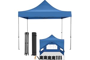 COBIZI Faltpavillon 3x3 Wasserdicht Stabil Winterfest mit Seitenwand,Pop Up Pavillon Partyzelt,Sonnenschutz Gartenpavillon,Pavillon Faltbar mit Tasche mit Rollen(3 mal 3m Blau)