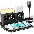 Wireless Charger, 3 in 1 Charging Station, Bedside Alarm Clock Night Light, Multi Charger Station for iPhone 15 14 13 12 11 Pro Max XS XR X 8, Apple Watch 9 8 7 6 5 4 3, AirPods Pro 3 2 Charging Dock
