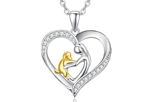 TANGPOET Collar de perro de plata de ley 925 con colgante de corazón de mascota para regalo de animales