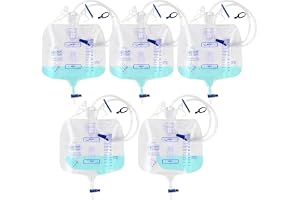 5 stycken urinpåsar, 2 000 ml urindräneringspåse, urinpåse benpåse med ventil T-dränering och tygband, tjock urinuppsamlingsväska dräneringspåse med 100 cm slang för män och kvinnor