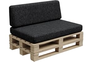 Gutekissen, cuscini in pallet, cuscini in pallet, cuscini da giardino, sovrapposizioni in pallet, divano, cuscini, imbottiture Indoor Outdoor PFBG (Set (120x80 + 120x35), Grafite)