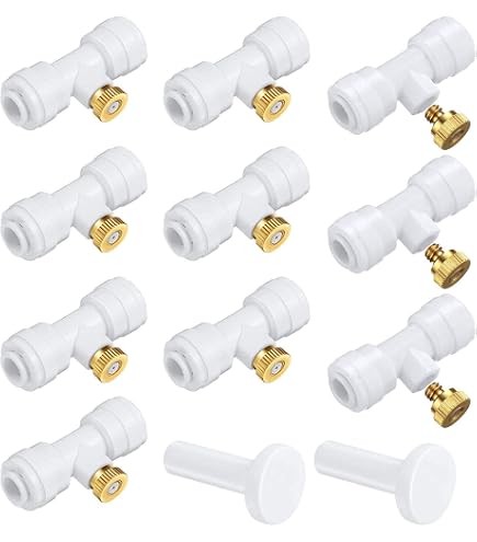 AIEX 30pcs Buse De Brouillard En Laiton Y Compris 15pcs Orifice 0.016 Pouce (0.4mm) Et 15pcs 0.012 Pouce (0.3mm) Pulvérisateur De Brouillard Pour L'Aménagement Paysager Serre UNC 10/24
