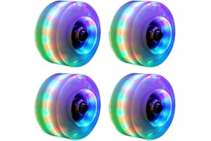 POHOVE Lumière LED Roller Skate Roues 4 Paquet Lumineux Lumière avec Skate Rouleau Roulement Quad pour Quad Patinage - Coloré, Free Size