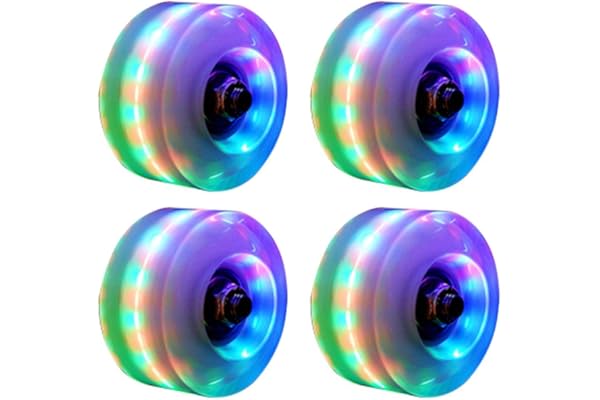 POHOVE Lumière LED Roller Skate Roues 4 Paquet Lumineux Lumière avec Skate Rouleau Roulement Quad pour Quad Patinage - Coloré, Free Size