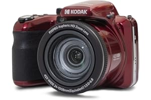 KODAK Pixpro Astro Zoom AZ425 - Fotocamera Digitale Bridge, Zoom Ottico 42X, Grandangolo 24 mm, 20 Megapixel, LCD 3", Video Full HD 1080p, Batteria Li-ion - Rosso