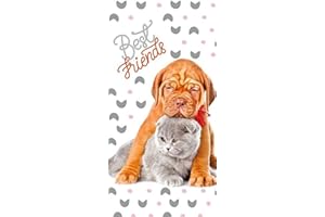 Aptex Ręcznik kąpielowy, ręcznik plażowy, z psem i kotem, 70 x 140 cm