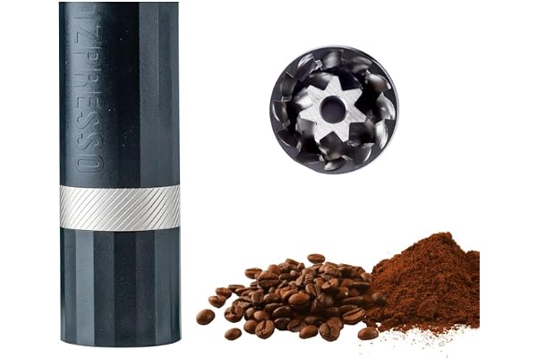 1Zpresso Q Air manuell kaffekvarn heptagonal montering rostfritt stål konisk burr, plasthölje, lätt, resestorlek passar i kolven i, numerisk justerbar inställning