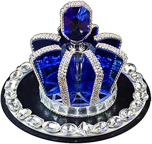 LPY-Bling Crystal Gemstone Diamond Blue Crown Design 3D Refillable Glass Air Freshener Perfume Bottle for Car / Home / Office Decoration (Bottle Only, Perfume NOT included)