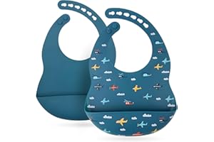 LAUTOKI - Babero silicona bebe - Pack 2 Babero silicona - Baberos bebe impermeables - Baberos bebe - Babete impermeável bebe - Baberos impermeables bebe - Babero impermeable - Babero BLW - Babero bebe