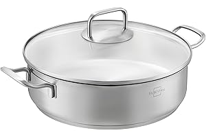 SILBERTHAL Casseruola acciaio inox - Induzione gas e forno - Tegami 28 cm - Pentola bassa 5 litri con coperchio