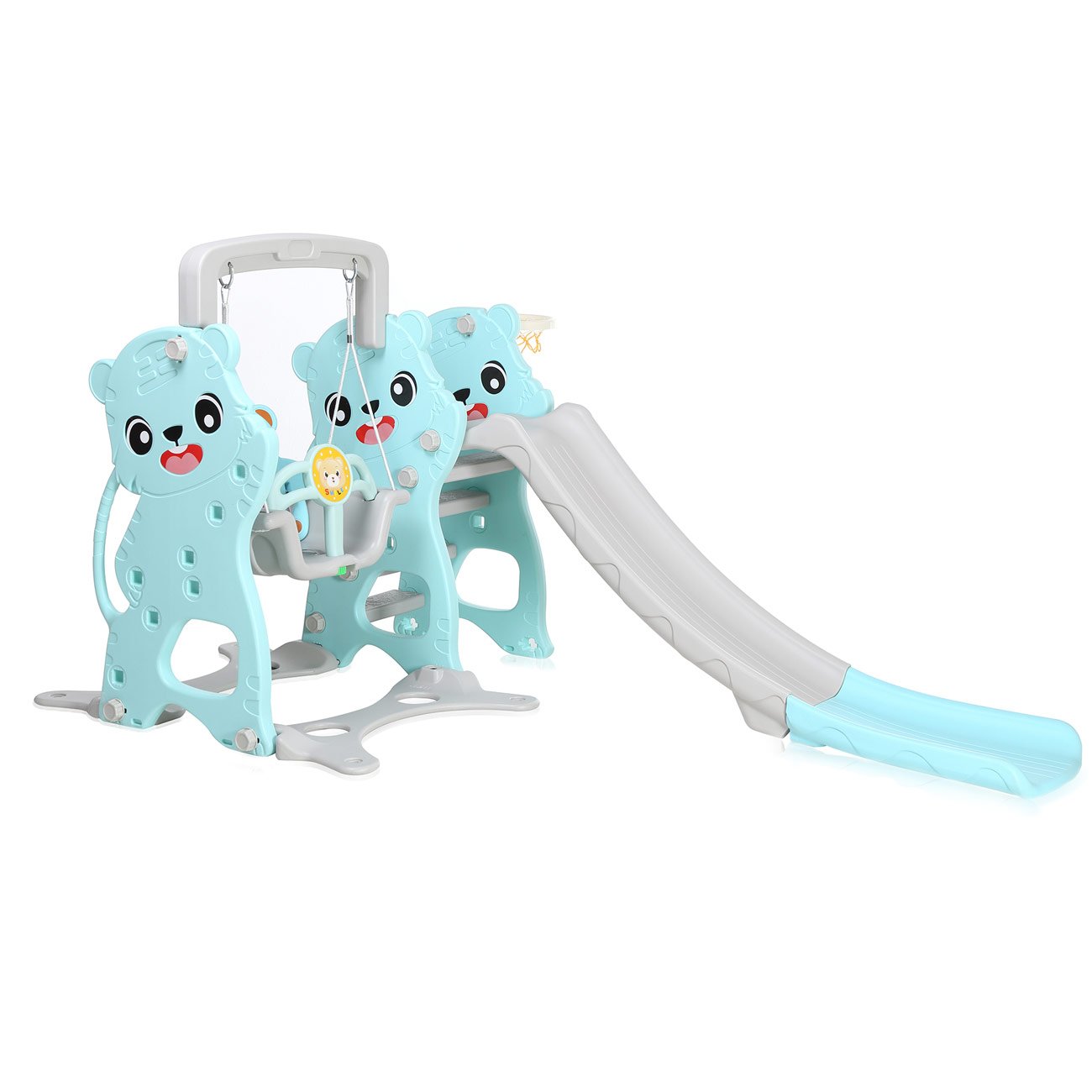 Baby-Vivo-Toboggan-Aire-de-jeux-Balanoire-pour-Enfants-chelle-Extrieur-et--lIntrieur-Jardin-en-Turquoise-Gris