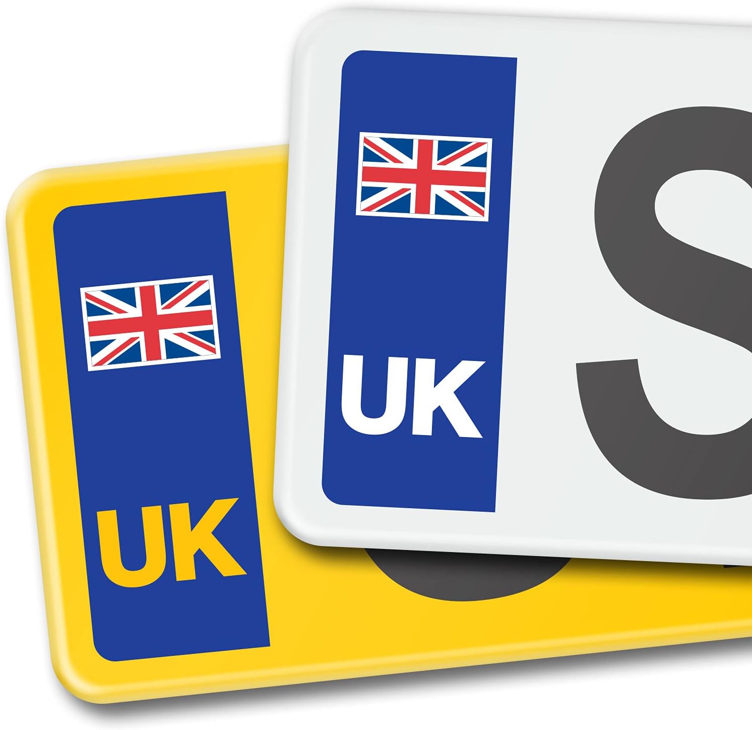 Car Number Plate Vinyl Stickers - Durable UK Union Jack Flag and United Kingdom EU Design - Ideal UK Car Stickers for European Travel - Weather-Resistant, Easy-to-Apply Decals