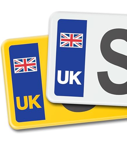 4 Pack UK Number Plate Stickers – Self-Adhesive Vinyl Stickers For Car Travel – Weatherproof – Union Jack Flag Labels Replaces EU Or GB Flag – Legal