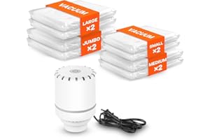 Vacbird Vacuum Storage Bags for Clothes, 8-pack Vacuum Bags with Electric Pump(2 Jumbo, 2 Large, 2 Medium, 2 Small), 80% More Space Saver Bags for Duvets, Bedding, Pillows, Clothes, Quilts