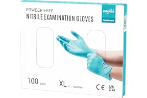 EUROPAPA® Rękawiczki jednorazowe z nitrylu, 100 sztuk, bezpudrowe, bezlateksowe rękawiczki do badań, niesterylne (XL, jasnoniebieskie)