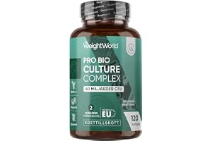 WeightWorld Pro Probiotic Complex – 60 miljarder CFU per dos | Med 20 bakteriestammar, ekologiskt inulin & FOS, 120 kapslar, 2 månaders förbrukning, med L. reuteri & B. infantis