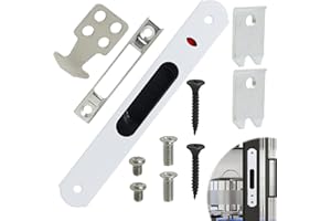 GREACESRIO Serrure de Porte Coulissante, Porte Coulissante Fenêtre Crochet en Acier Inoxydable, pour Portes Coulissantes en Verre, Raccords de Quincaillerie de Verrouillage Simple pour Porte Mobile (Blanc)