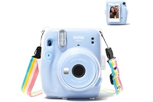 RIEIBI Rieib Fuji Instax Mini 11 Housse - Étui de Protection Rigide pour Appareil Photo Fujifilm Instax Mini 11 - Housse avec Poche Photo et bandoulière - Transparent